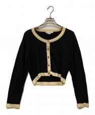 JOHN SMEDLEY (ジョンスメドレー) ウールバイカラーカーディガン ブラック×ホワイト サイズ:S