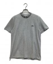 LACOSTE (ラコステ) ジャカードリブニットカラー鹿の子地Tシャツ グレー サイズ:S