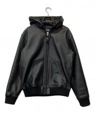 Schott (ショット) LEATHER FULL ZIP PARKA ブラック サイズ:M