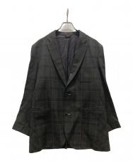 LANVIN en Bleu (ランバンオンブルー) チェック柄2Bジャケット ブラウン サイズ:XL