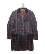 Jean Paul GAULTIER CLASSIQUE (ジャンポールゴルチエクラシック) チェック柄ロングチェスターコート ブラック サイズ:48