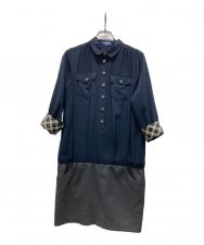 BURBERRY BLUE LABEL (バーバリー ブルー レーベル) シャツワンピース ネイビー サイズ:38