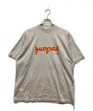 BALENCIAGA (バレンシアガ) METAL LOGO CRASHED S/S TEE/メタルロゴクラッシュTシャツ グレー サイズ:L