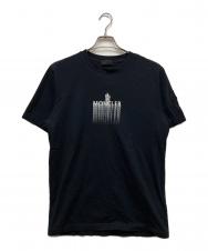 MONCLER (モンクレール) フェードロゴ コットン Tシャツ ネイビー サイズ:L