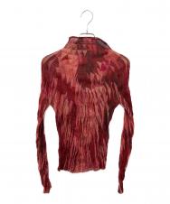 ISSEY MIYAKE (イッセイミヤケ) 総柄シアープリーツカットソー レッド サイズ:２