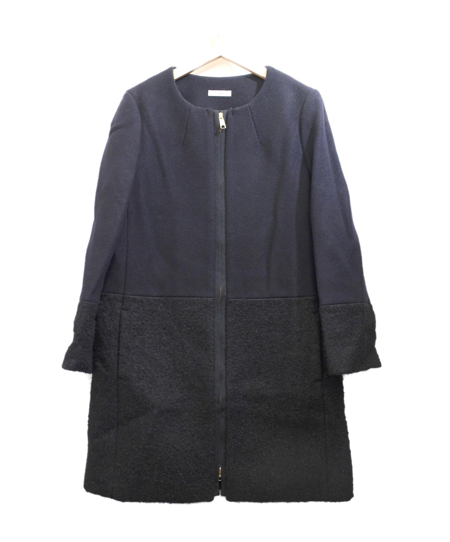中古 古着通販 Iena イエナ ノーカラージップコート ネイビー サイズ 40 ブランド 古着通販 トレファク公式 Trefac Fashion