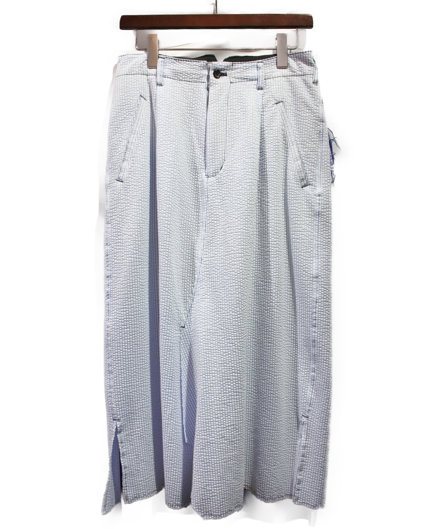 【中古・古着通販】sulvam (サルバム) レイヤードスカートパンツ スカイブルー サイズ:S Layerd Soccer skirt