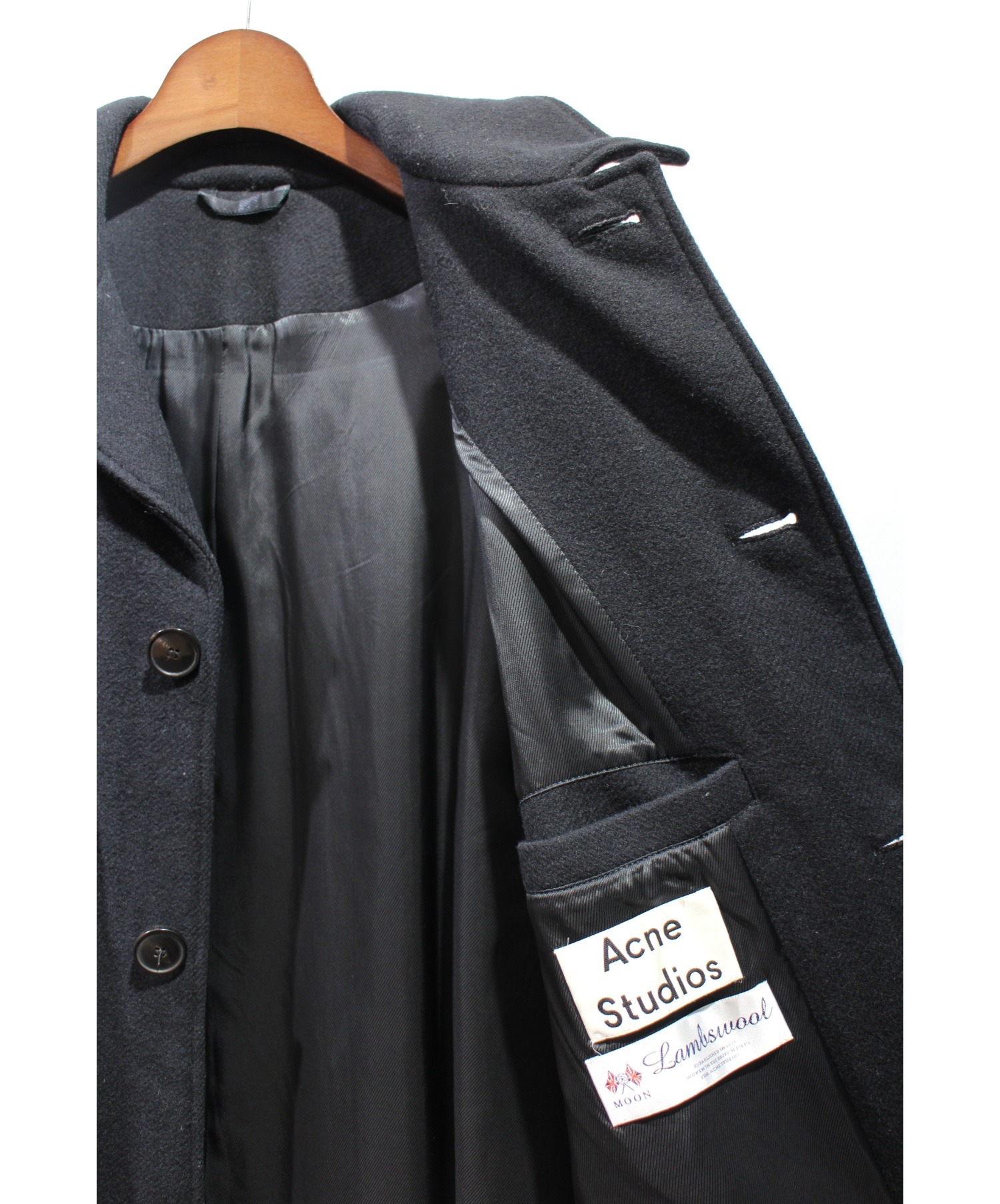 中古 古着通販 Acne Studios アクネストゥディオズ Marten Paw15 ラグランスリーブウールコート ブラック サイズ 50 ブランド 古着通販 トレファク公式 Trefac Fashion