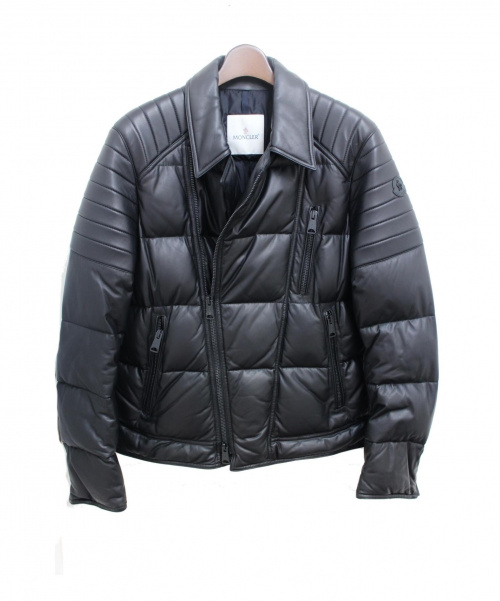 MONCLER（モンクレール）MONCLER (モンクレール) LECLERC/レザーダウンジャケット ブラック サイズ:L 羊革の古着・服飾アイテム