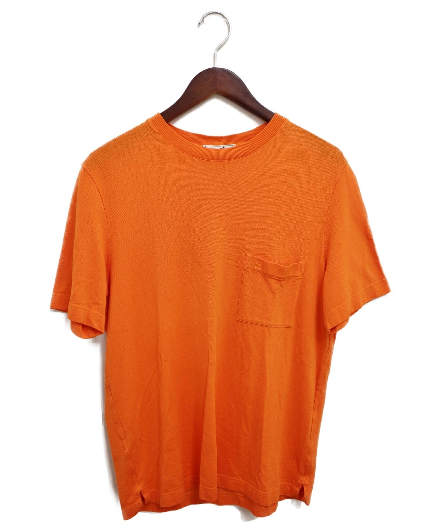 HERMES (エルメス) ポケットTシャツ オレンジ サイズ:M