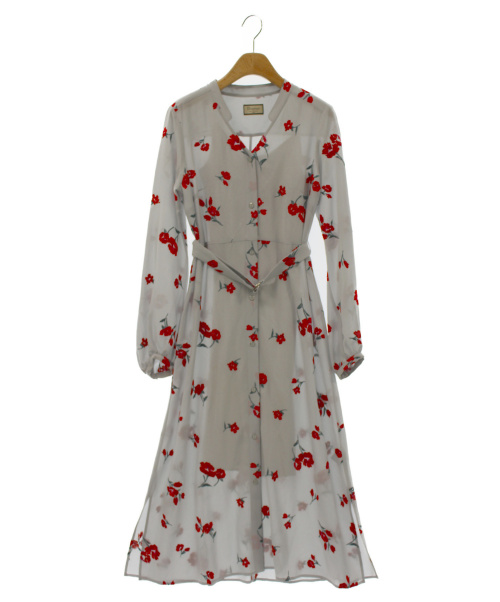 中古 古着通販 Diagram Grace Continental ダイアグラムグレースコンチネンタル ジョーゼットフラワー刺繍ワンピース ライトグレー サイズ 36 ブランド 古着通販 トレファク公式 Trefac Fashion