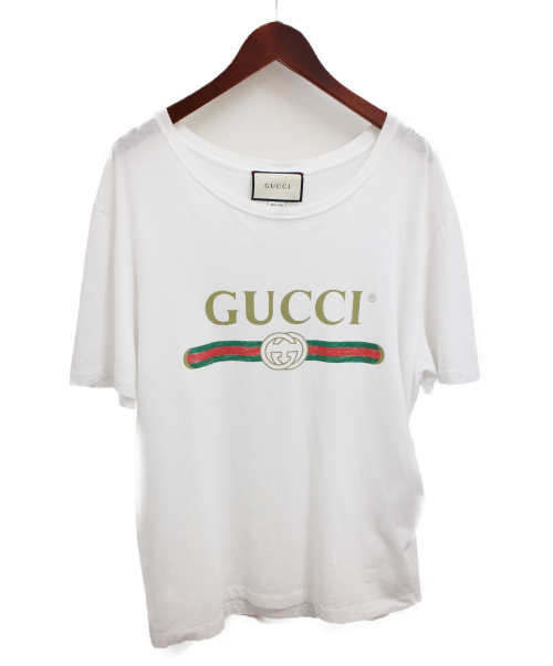 GUCCI（グッチ）GUCCI (グッチ) ヴィンテージロゴプリントTシャツ ホワイト サイズ:Lの古着・服飾アイテム