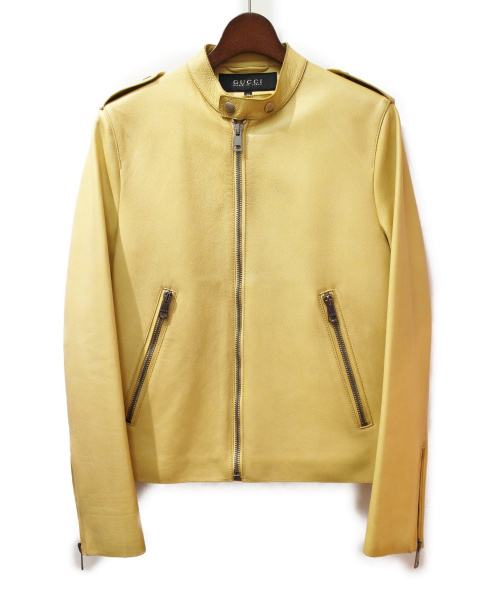 GUCCI（グッチ）GUCCI (グッチ) シングルライダースジャケット クリームベージュ サイズ:44の古着・服飾アイテム