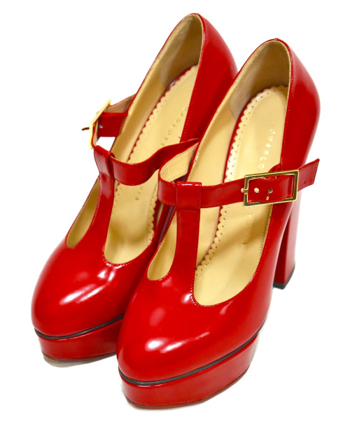 中古 古着通販 Charlotte Olympia シャーロットオリンピア プラットフォームtストラップパンプス レッド サイズ 37 ブランド 古着通販 トレファク公式 Trefac Fashion