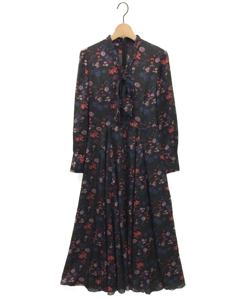 中古 古着通販 Celford セルフォード ボタニカル柄ボウタイワンピース ブラック サイズ 36 未使用品 ブランド 古着通販 トレファク公式 Trefac Fashion