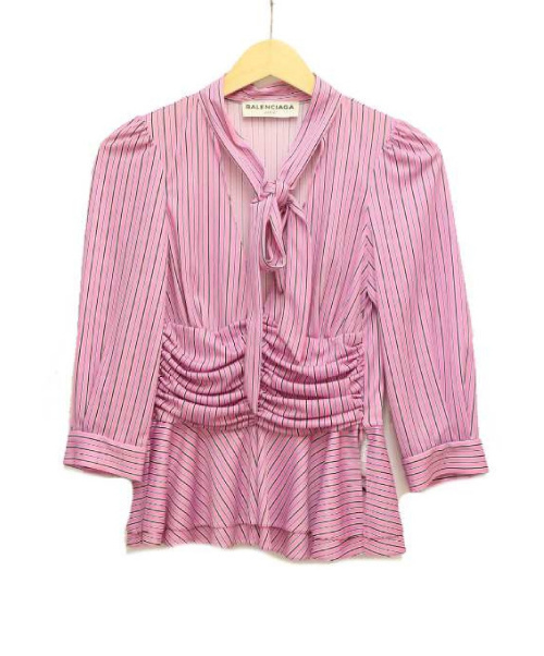 BALENCIAGA（バレンシアガ）BALENCIAGA (バレンシアガ) ストライプカットソー ピンク サイズ:34の古着・服飾アイテム