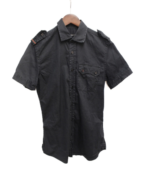 GUCCI（グッチ）GUCCI (グッチ) エポーレットシェリーラインシャツ ブラック サイズ:Mの古着・服飾アイテム