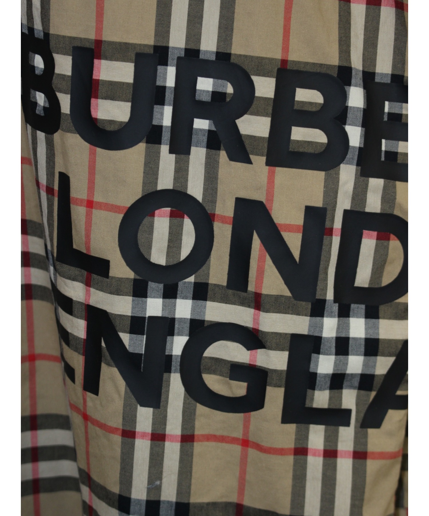BURBERRY (バーバリー) ロゴチェックオーバーサイズシャツ ベージュ サイズ:L