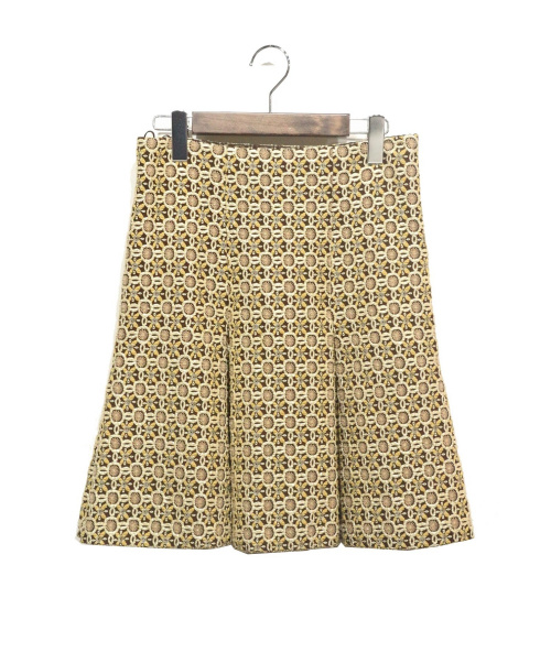 PRADA（プラダ）PRADA (プラダ) 刺繍スカート ゴールド サイズ:38の古着・服飾アイテム
