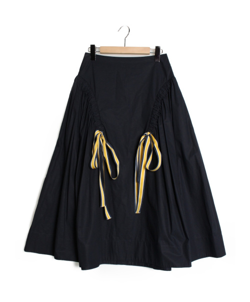 FENDI（フェンディ）FENDI (フェンディ) シャーリングリボンスカート ネイビー サイズ:40の古着・服飾アイテム
