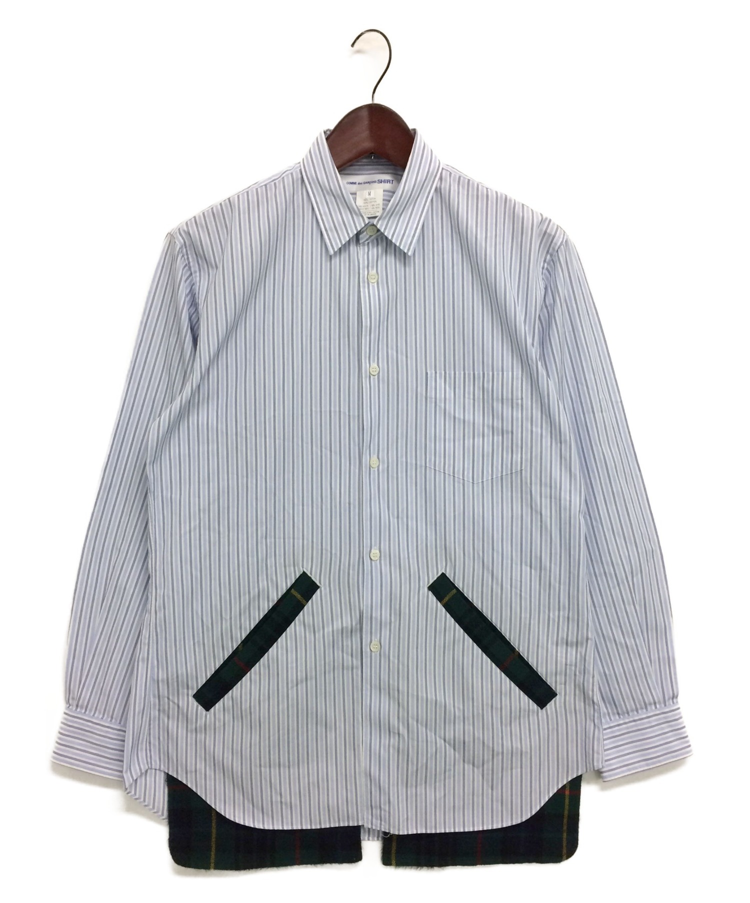 【中古・古着通販】COMME des GARCONS SHIRT (コムデギャルソンシャツ) ポケットシャツ ホワイト×ブルー サイズ:M