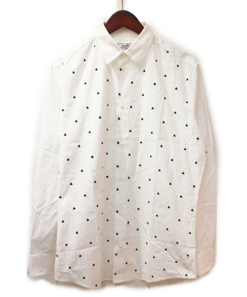 HERMES（エルメス）HERMES (エルメス) クローバー刺繍シャツ ホワイト サイズ:39 15 1/2の古着・服飾アイテム