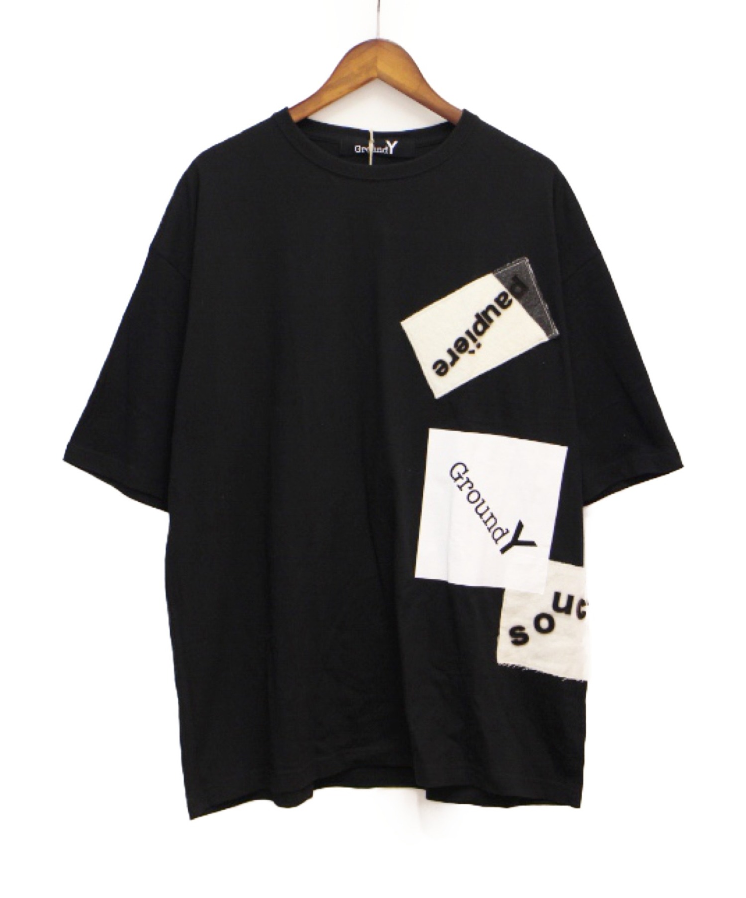【中古・古着通販】GROUND Y (グラウンドワイ) パッチワークTシャツ ブラック サイズ:4 未使用品｜ブランド・古着通販 トレファク