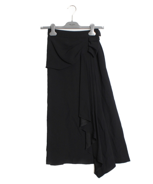 PRADA（プラダ）PRADA (プラダ) アシンメトリースカート ブラック サイズ:36の古着・服飾アイテム