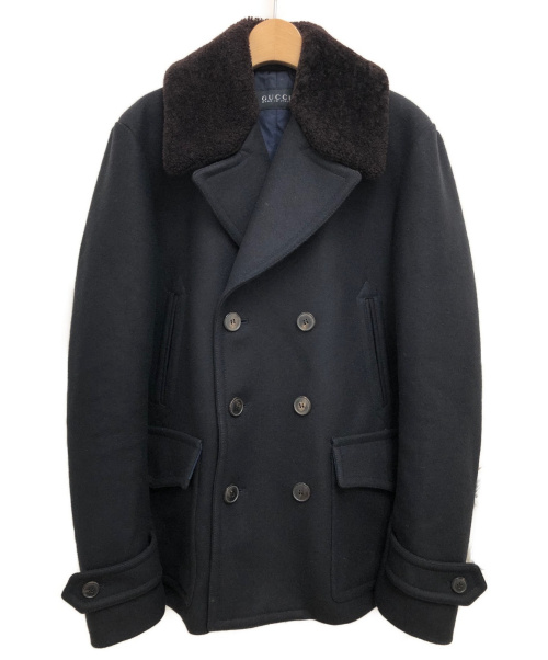 GUCCI（グッチ）GUCCI (グッチ) メルトンPコート ブラック サイズ:48の古着・服飾アイテム