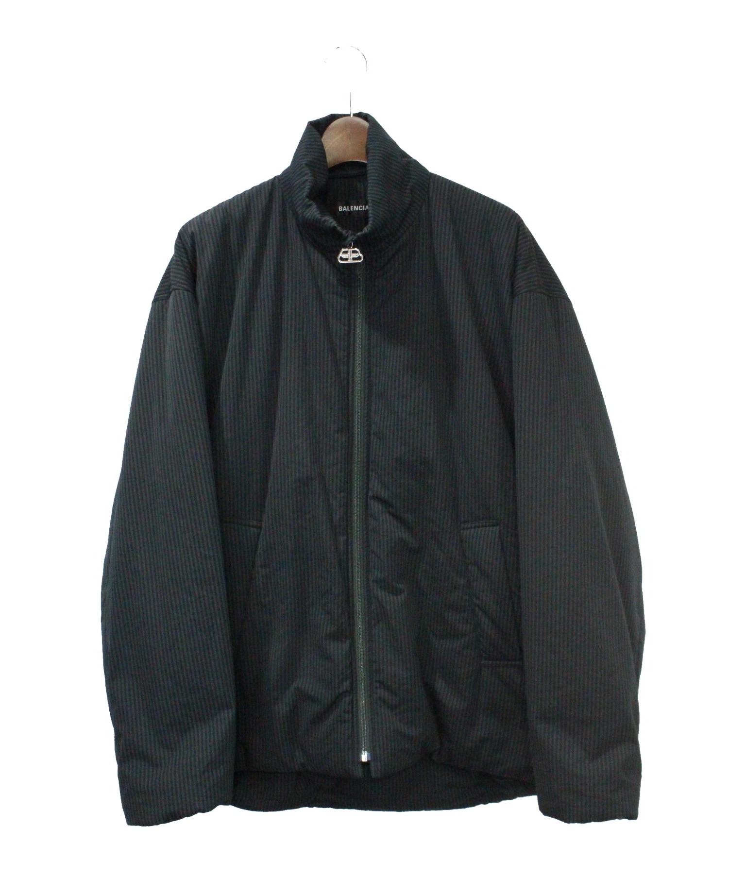 BALENCIAGA (バレンシアガ) 中綿 コクーンジップジャケット グリーン×ブラック サイズ:48