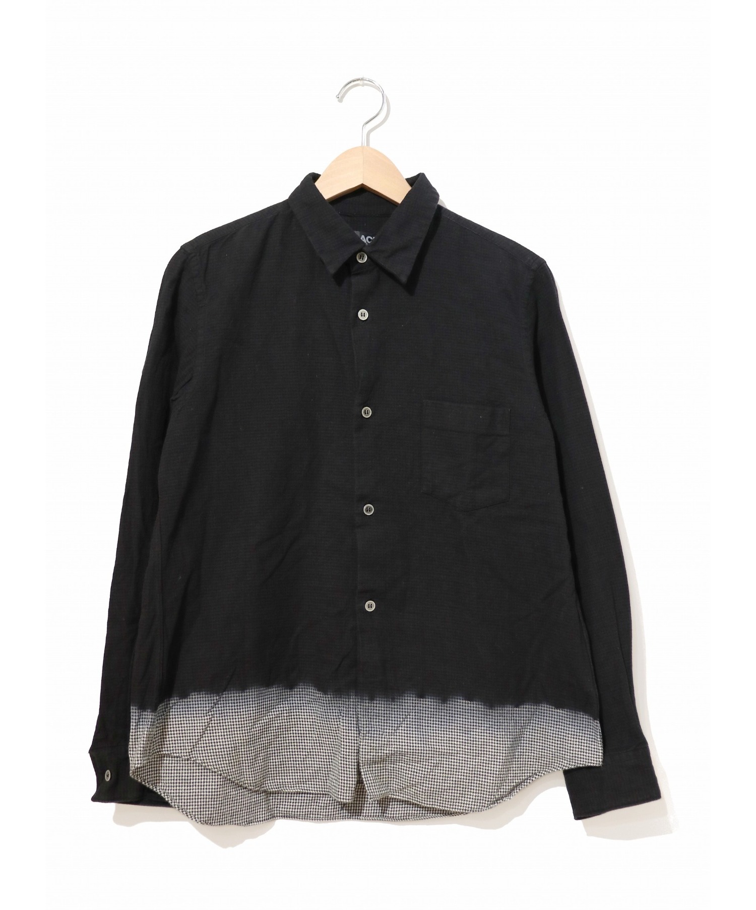【中古・古着通販】BLACK COMME des GARCONS (ブラックコムデギャルソン) 後染めチェックシャツ ブラック サイズ:L