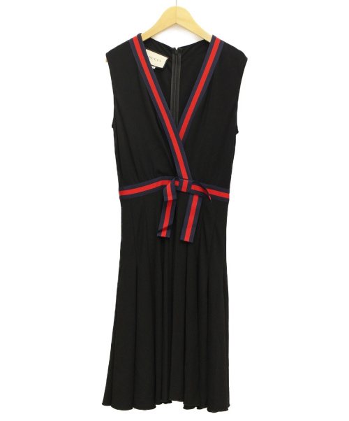 GUCCI（グッチ）GUCCI (グッチ) ウェブストライプジャージードレス ブラック サイズ:Sの古着・服飾アイテム