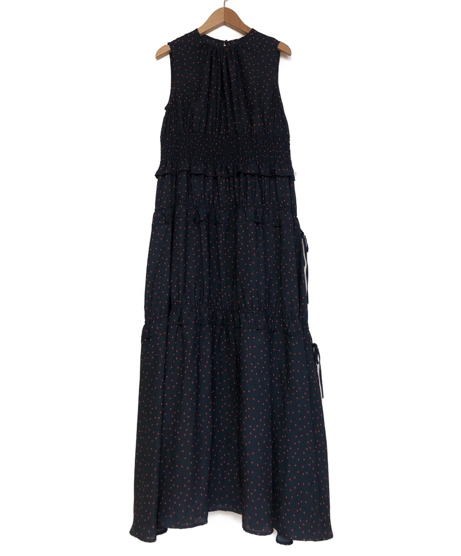 中古 古着通販 Mila Owen ミラオーウェン ウエストシャーリングドットワンピース ネイビー サイズ 1 ブランド 古着通販 トレファク公式 Trefac Fashion