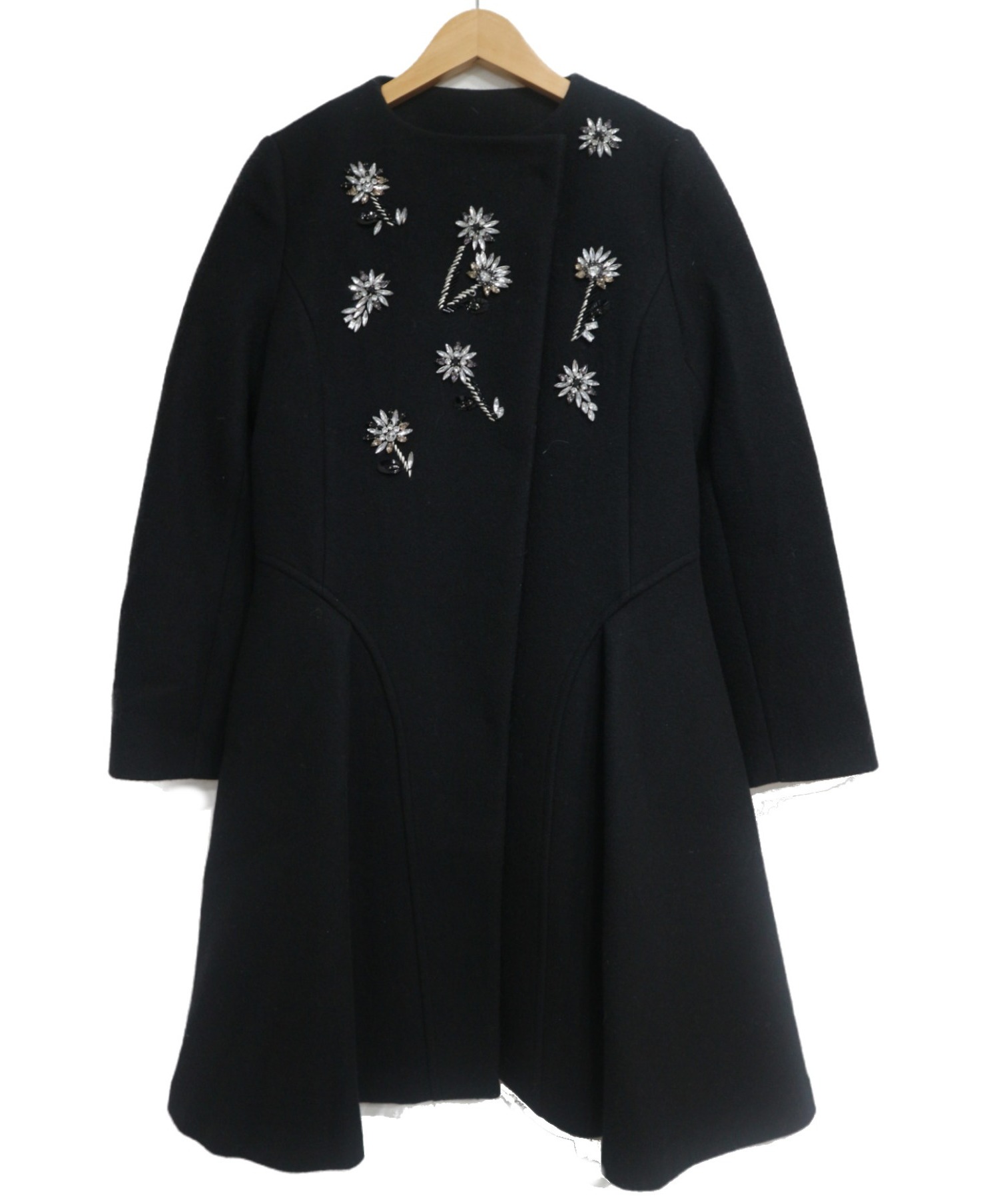 中古 古着通販 Chesty チェスティ ビジューノーカラーコート ブラック サイズ 01 ブランド 古着通販 トレファク公式 Trefac Fashion