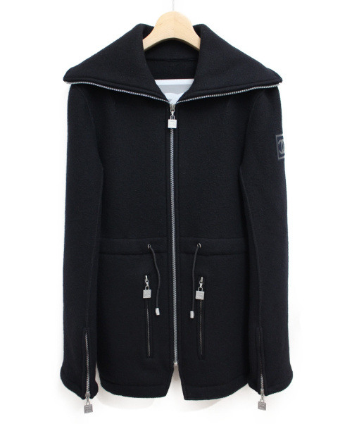 CHANEL（シャネル）CHANEL (シャネル) ウールジップジャケット ブラック サイズ:36の古着・服飾アイテム