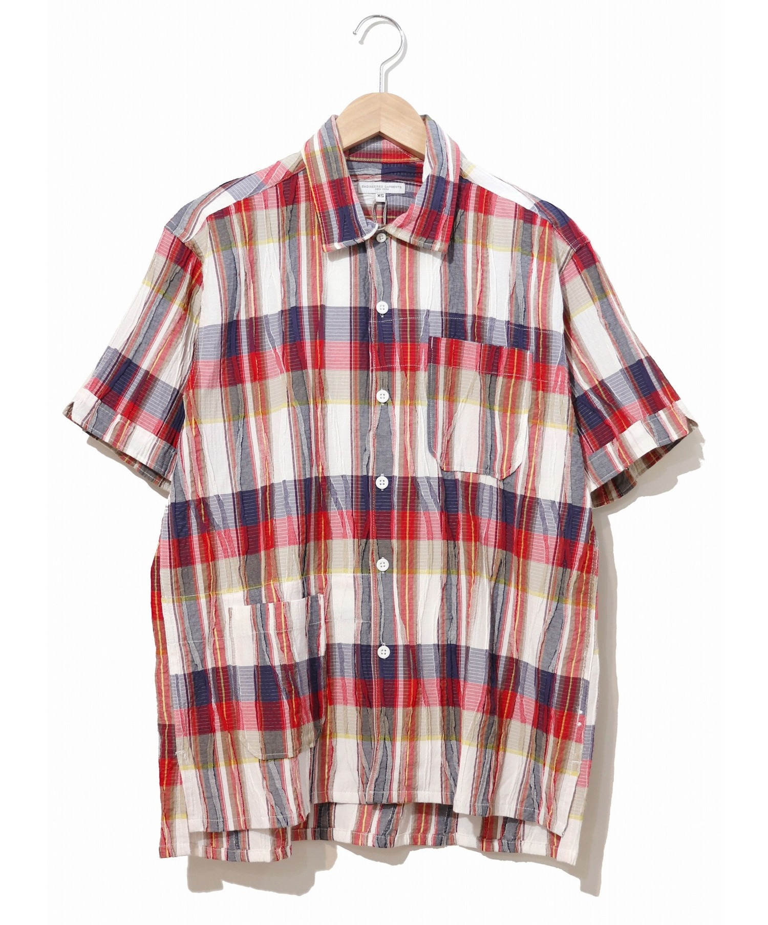 Engineered Garments (エンジニアードガーメンツ) キャンプシャツ/半袖チェックシャツ レッド サイズ:XS 未使用品 20SS  GH142 Camp Shirt
