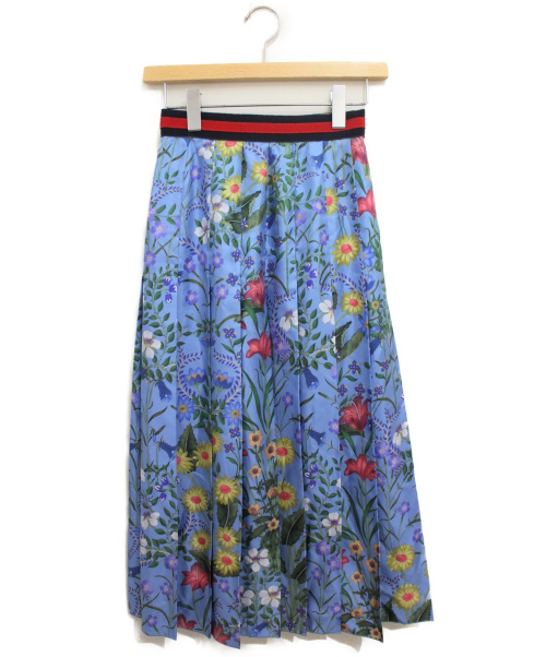 GUCCI（グッチ）GUCCI (グッチ) ニューフローラプリントスカート ブルー サイズ:36の古着・服飾アイテム