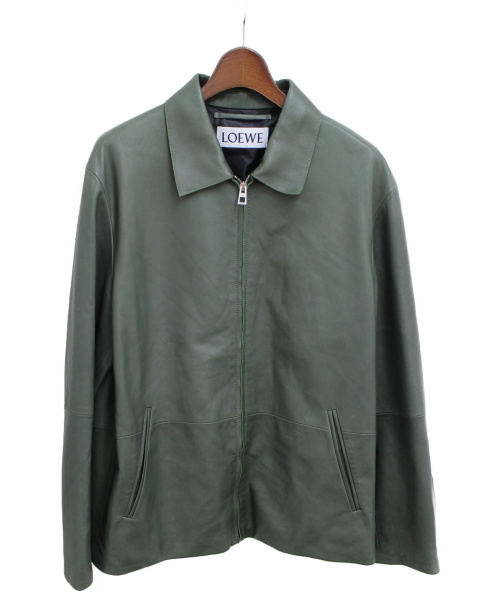 LOEWE（ロエベ）LOEWE (ロエベ) ラムレザージャケット モスグリーン サイズ:52の古着・服飾アイテム