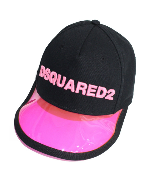 DSQUARED2（ディースクエアード）DSQUARED2 (ディースクエアード) PVCキャップ ブラック×ピンク サイズ:-の古着・服飾アイテム