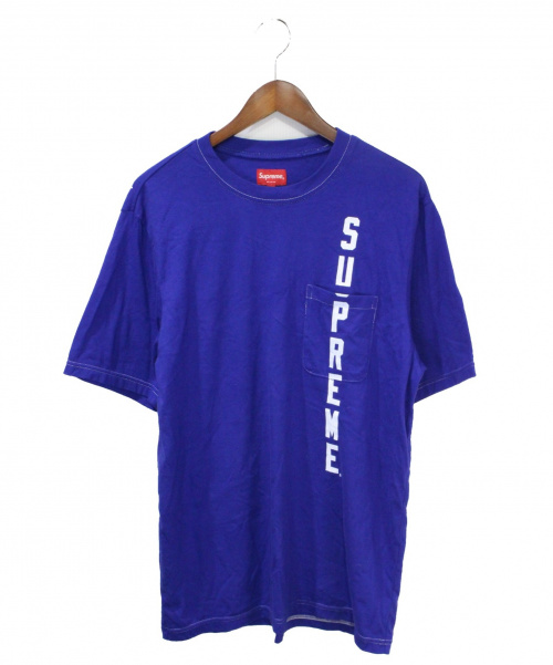 SUPREME（シュプリーム）Supreme (シュプリーム) Contrast Stitch Pocket Tee ブルー サイズ:Mの古着・服飾アイテム