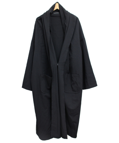 yohji yamamoto+noir（ヨウジヤマモトプリュスノアール）yohji yamamoto+Noir (ヨウジヤマモトプリュスノアール) ウールギャバジンロングコート ブラック サイズ:2の古着・服飾アイテム