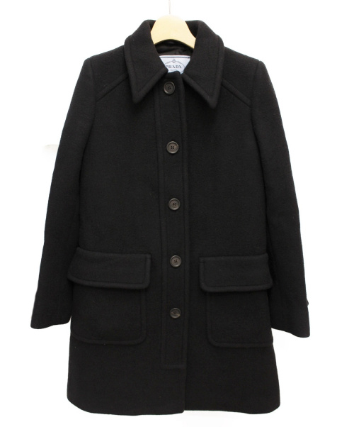 PRADA（プラダ）PRADA (プラダ) ウールコート ブラック サイズ:40の古着・服飾アイテム