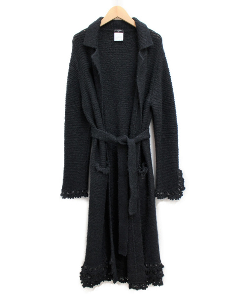 CHANEL（シャネル）CHANEL (シャネル) ローゲージニットコート ブラック サイズ:38の古着・服飾アイテム