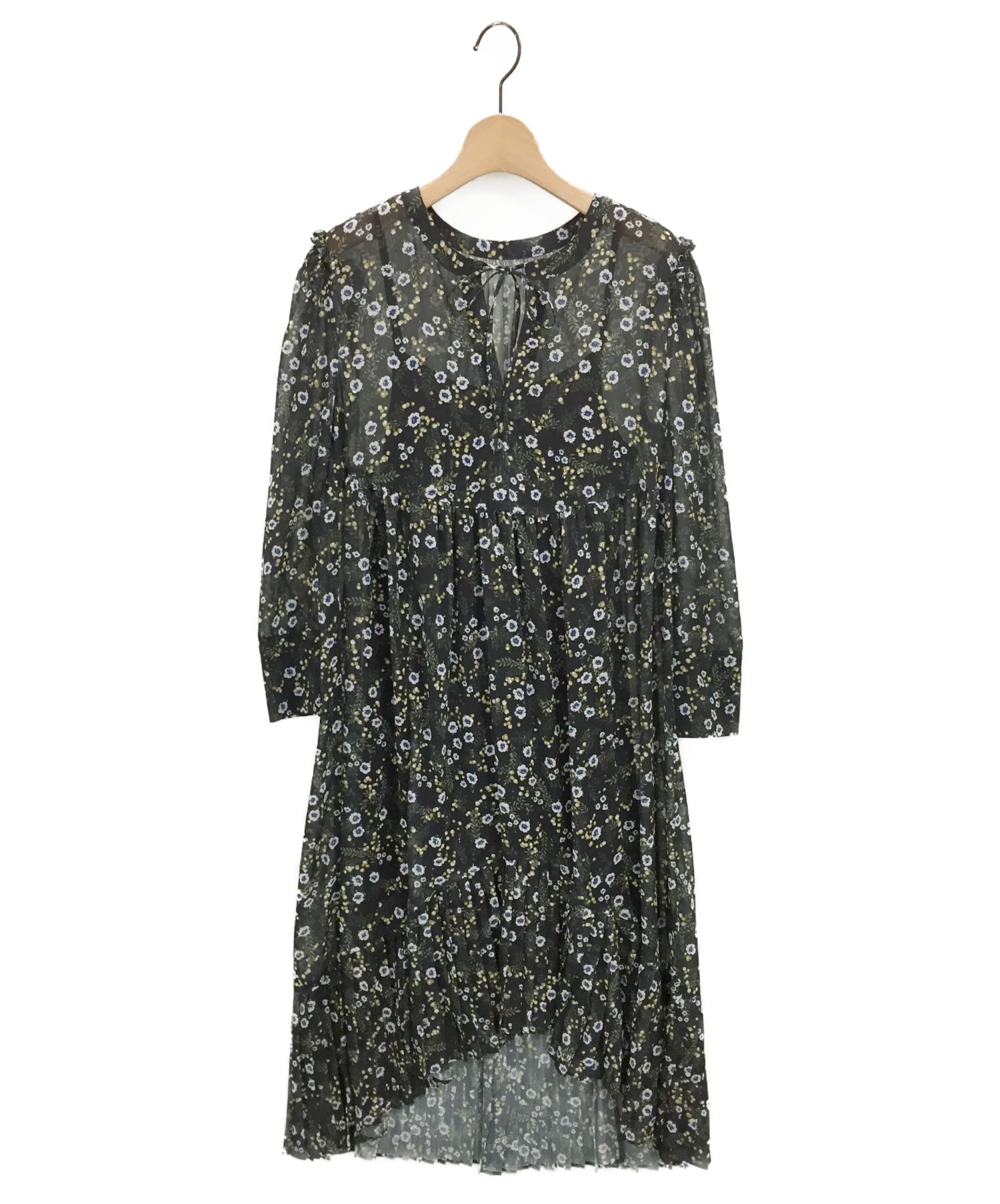 中古 古着通販 Snidel スナイデル ラメドビーフラワープリントワンピース ブラック サイズ F ブランド 古着通販 トレファク公式 Trefac Fashion
