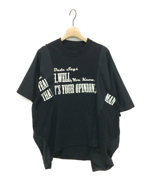 sacai（サカイ）sacai (サカイ) ×THE BIG LEBOWSKI 再構築Tシャツ ブラック サイズ:2の古着・服飾アイテム