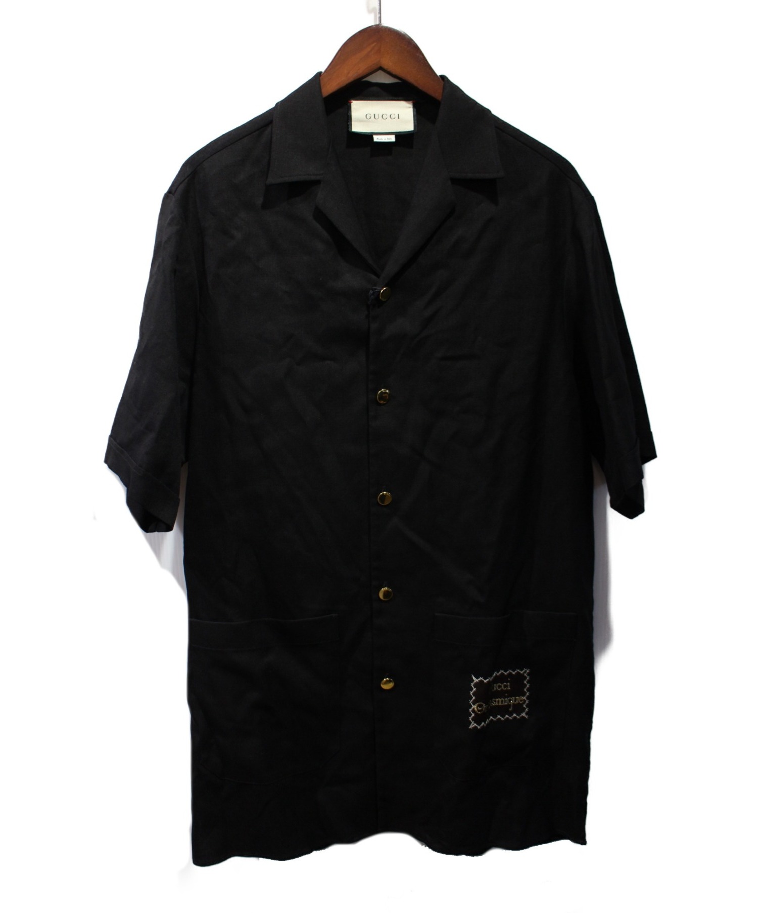 GUCCI (グッチ) 20SS Orgasmiqueボーリングシャツ ブラック サイズ:42