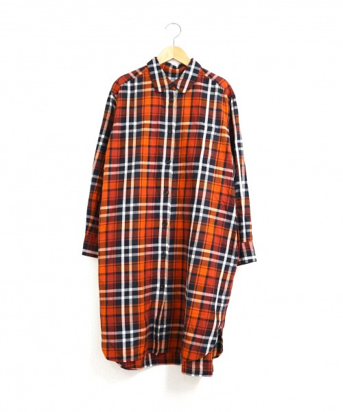 中古 古着通販 Margaret Howell マーガレットハウエル チェック柄ラウンドカラーシャツワンピース オレンジ サイズ 2 ブランド 古着通販 トレファク公式 Trefac Fashion