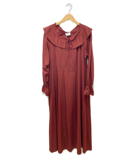 中古 古着通販 Lanvin En Bleu ランバンオンブルー ラッフルフリル襟ロングワンピース ブラウン サイズ 38 ブランド 古着通販 トレファク公式 Trefac Fashion