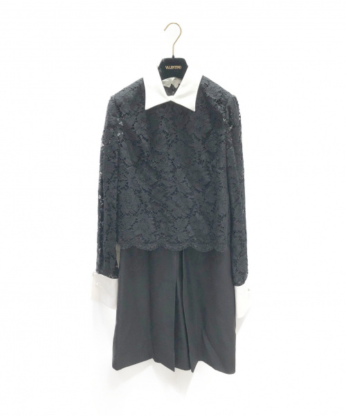 VALENTINO（ヴァレンティノ）VALENTINO (ヴァレンティノ) クレープクチュールヘビードレス ブラック サイズ:44の古着・服飾アイテム