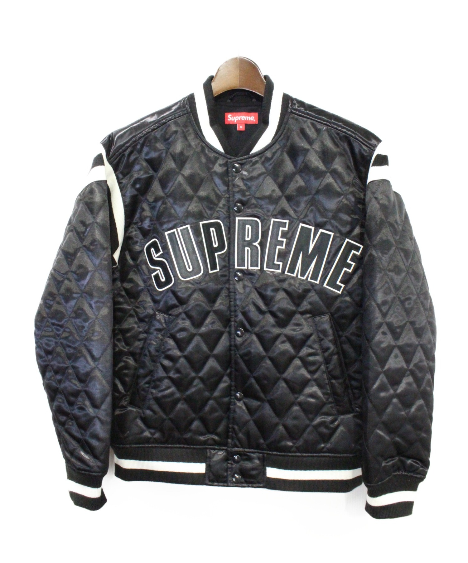 supreme quilted satin varsity jacket